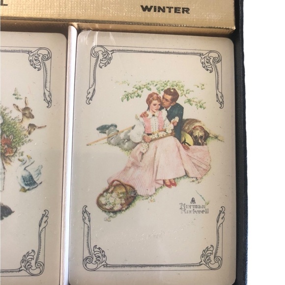 VTG Norman Rockwell Four Season Playing Cards NEW Sealed Boxed Set Collectible - Picture 2 of 5